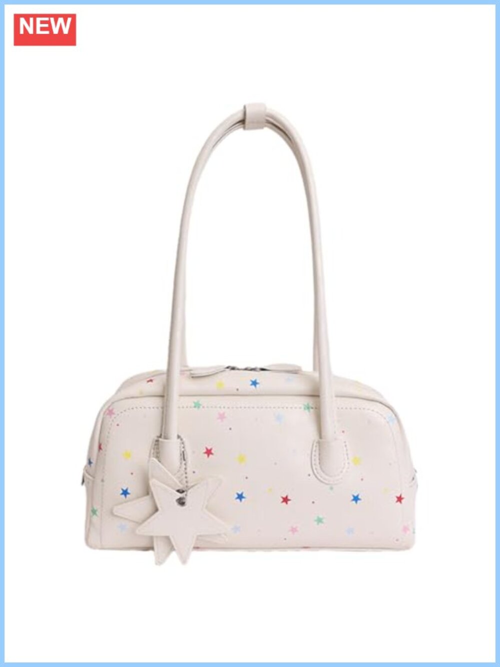 Polka Dot Boston Bag PU Leather Shoulder Purse with Star Charm Y2K